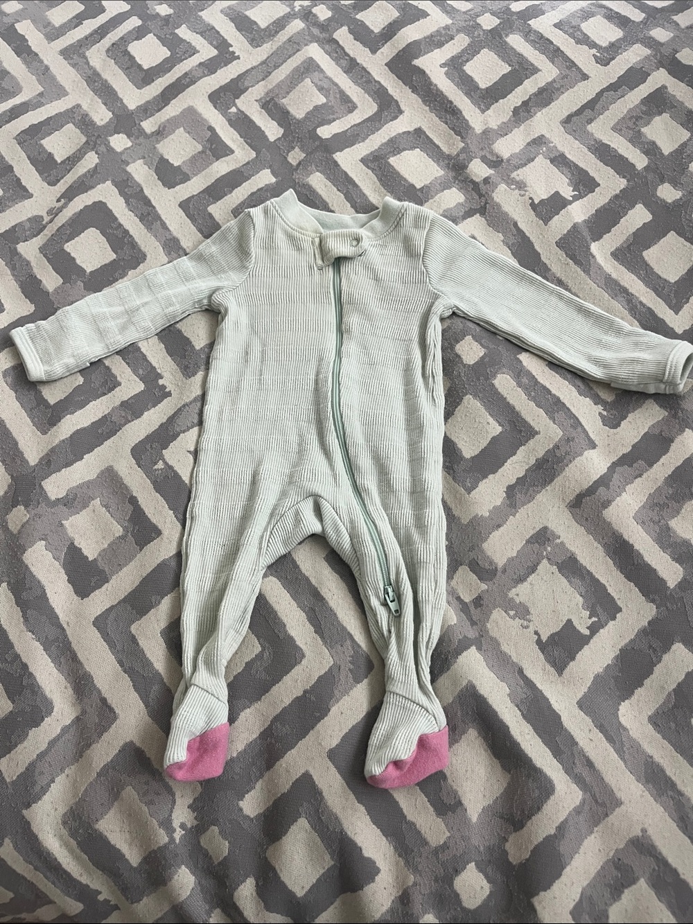 ❤️ 6 for 20 ❤️  Cloud island Sage Green Ribbed Footed One-Piece with Pink Soles